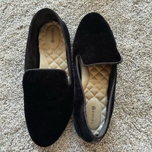 Birdies Black Velvet Slip-On Loafers
